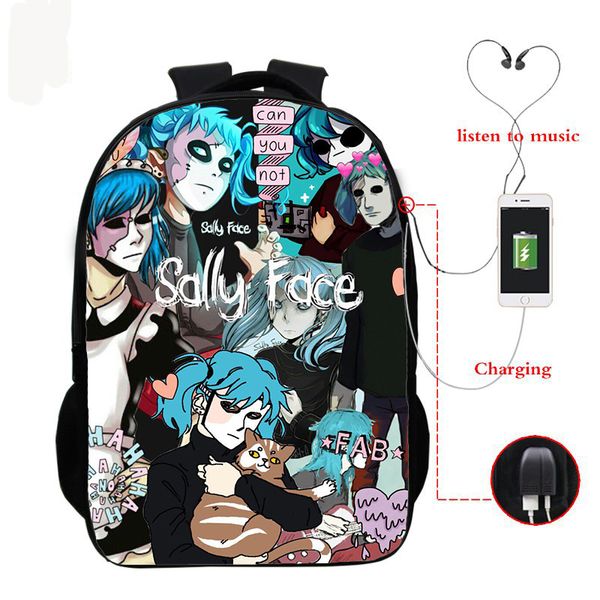 

sally face backpacks kids school bags teenagers backpack hip hop bag travel bookbag nylon 16 inch mochila can customized c1026