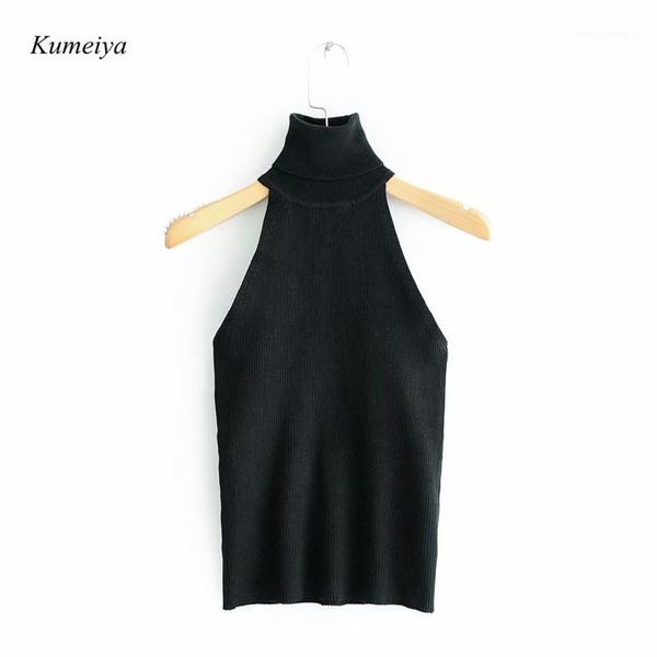 

women's vests women turtleneck knitted sleeveless knitwear skinny tank chic streetwear vest white black sweater1, Black;white