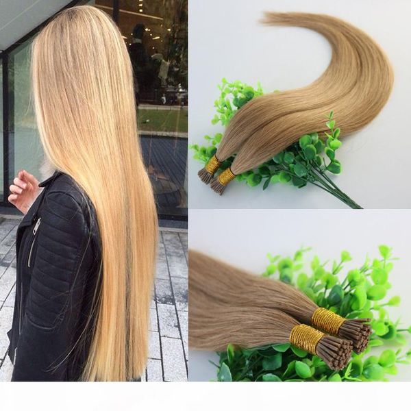 

strawberry blonde # 27 стик-tip расширения бразильских человеческих 100strands волос 100gram straight кератин i-наконечник человеческих воло