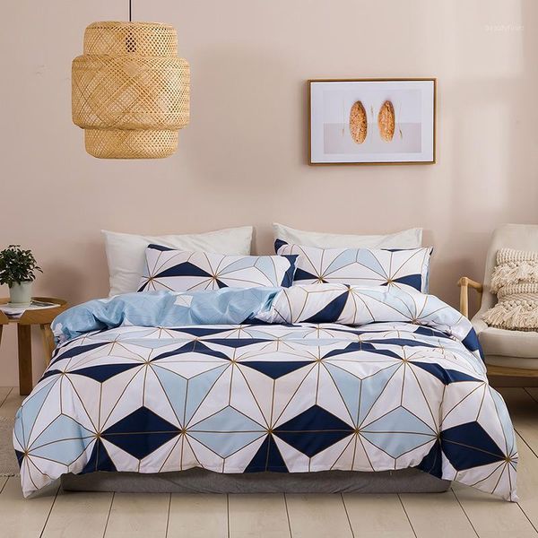 

home textile plaid bedding set with pillowcase duvet cover sets bed linen no sheet single double  king size quilt covers1