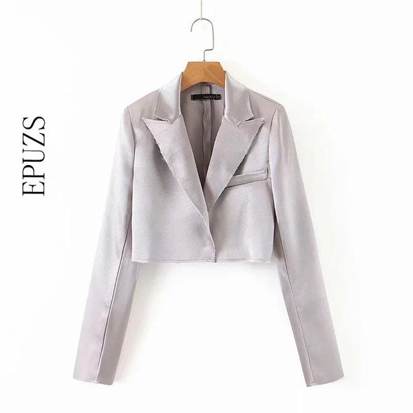 

fashion women blazers and jackets satin singe button short blazer coat party slim suit jacket korean blazer femme 2020, White;black