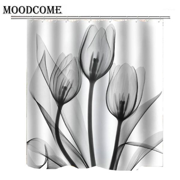 

shower curtains tulip curtain floral bath cortina banho bathroom waterproof1