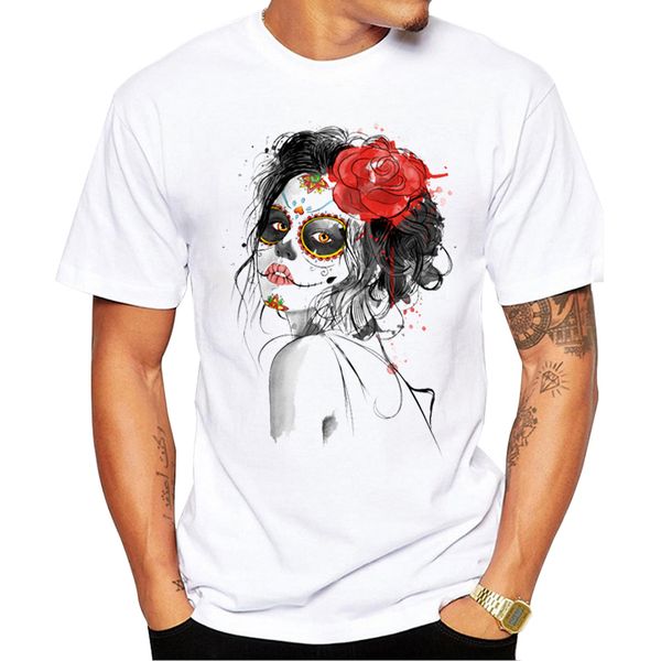 

teehub fashion day of the dead men футболка с коротким рукавом tshirts o-neck прохладный tops sugar skull printed тройники спорта с капюшоно