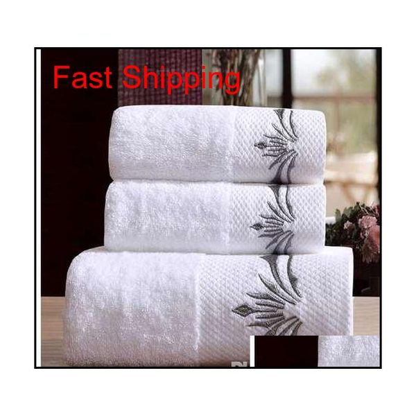 

5 star l luxury embroidery white bath towel set 100% cotton large beach towel brand absorbent quick-dryin qyllhs yh_pack
