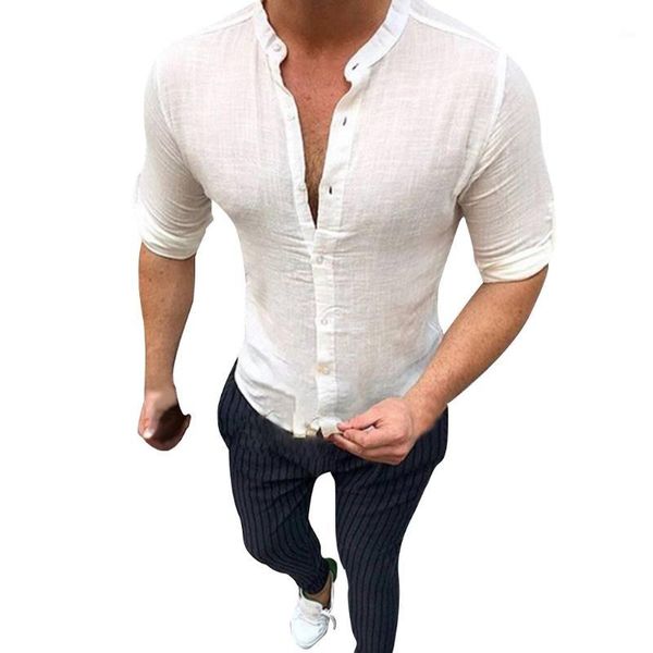 

men's shirt camisa summer long sleeve male blouse new style comfortable pure cotton and linen shirt men camisa masculina1, White;black