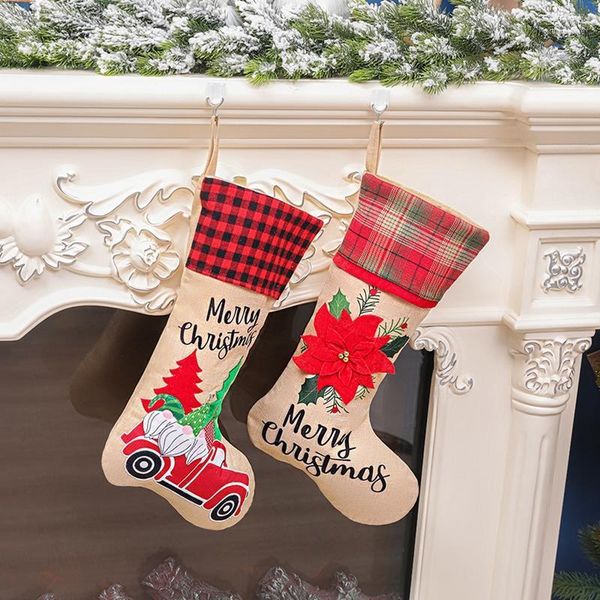 

christmas decorations 2021 year xmas tree hanging party decor santa stocking sock gift candy bags lovely bag for decor1