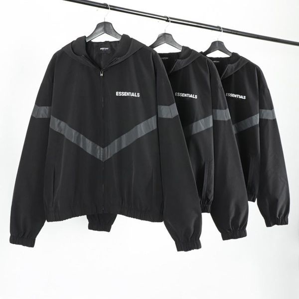 

reflective embroidery essentials jacket jacket men 1:1 high-quality windbreaker essentials jackets coats drop shipping good quality, Black;brown