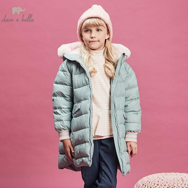 

dbk11193 dave bella winter baby girls down jacket children duck down padded coat kids hooded outerwear with big fur, Blue;gray