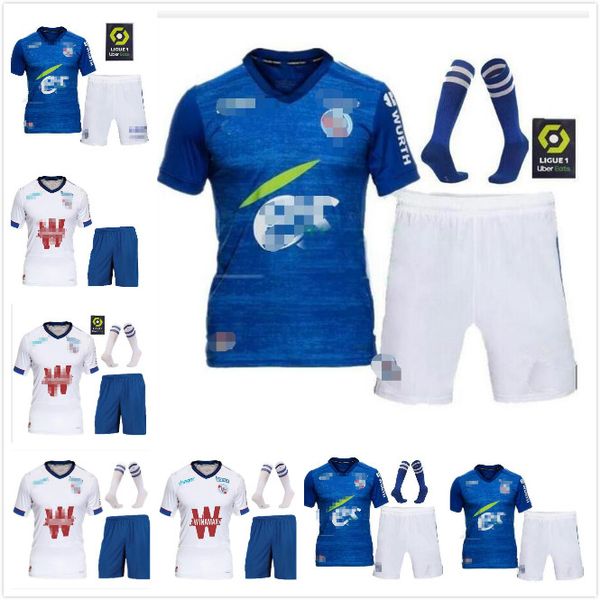 

взрослый 20 21 rc strasbourg home soccer jersey alsace alsace 2020 2021 страсбург прочь эльзас джику томассон лала mothiba рубашки, Black;yellow