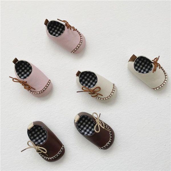 

spring autumn new infant baby soft-soled toddler shoes solid color retro small leather shoes baby moccasins