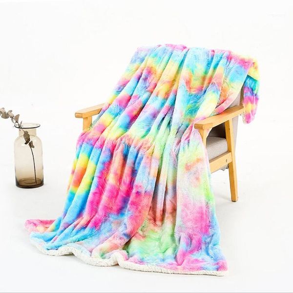 

blankets lightweight plush blanket winter bed sheet bedspread sofa mechanical wash rainbow soft warm coral fleece blanket1