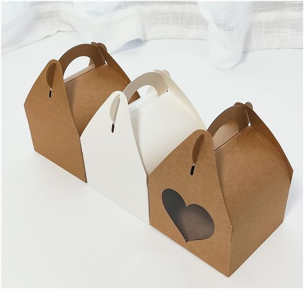 

20pcs/lot large kraft paper gift box with handle wedding birthday white cardboard cake box black cupcake box for packagi jlljjk