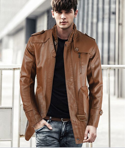 

autumn and winter 2020 new men's leather jacket, Black;brown