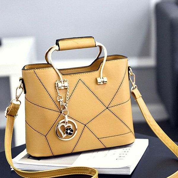 

pu leather shoulder bag sweet fashion handbags women lady satchel crossbody lines leather caual tote handbag