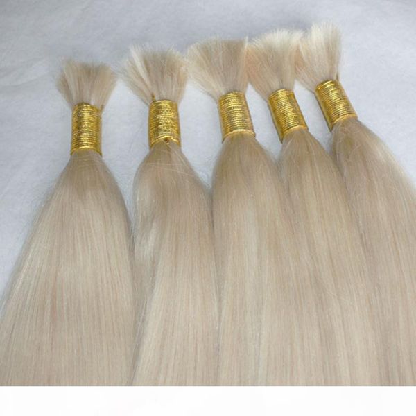 

straight wave 100% human hair bulk straight hair bulk for braiding virgin remy blonde color 613 300gr lot, Black