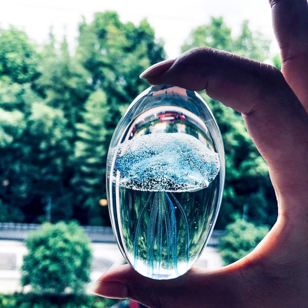 

3d laser fish jellyfish inlay crystal glass art ocean gift wedding express gift home decoration paperweight centerpiece h bbyiqf