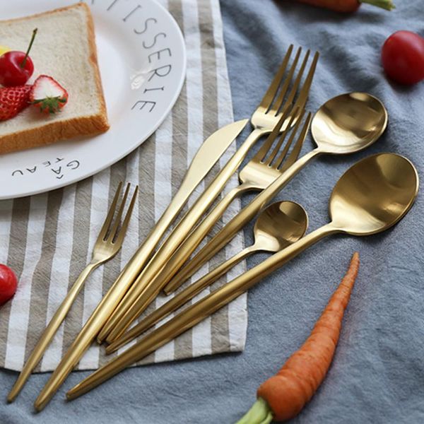 

stainless steel tableware gold knife meal spoon fork chopsticks coffee spoon flatware exquisite western dinner dessert cutleries vt1000