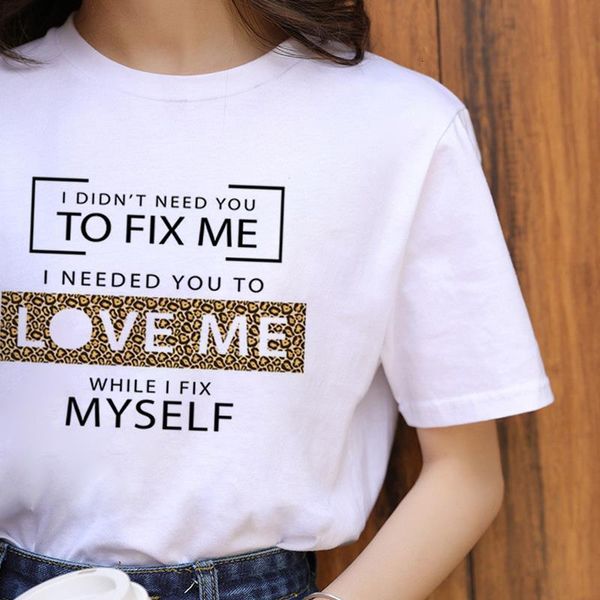 

leopard harajuku fashion letters print t shirt women t-shirt vintage casual tshirt korea style tee female, White