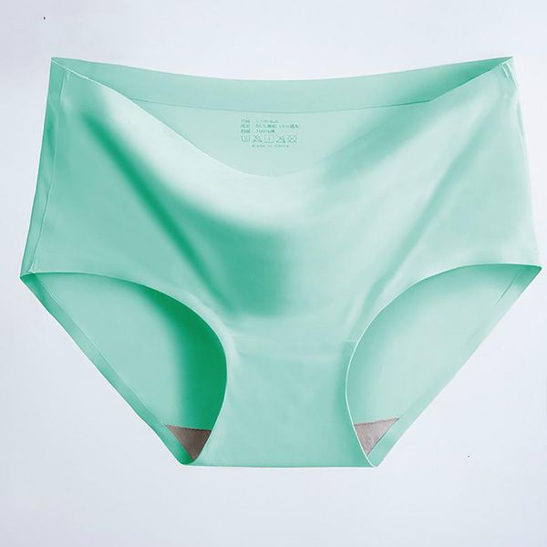 

ice silk comfortable women's panties underwear push up lingerie seamless mid waist female briefs solid color plus size 2xl, Black;pink