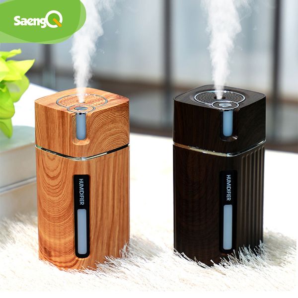 

saengq electric humidifier aroma oil diffuser essential ultrasonic wood grain air humidifier usb mini mist maker led light 1012