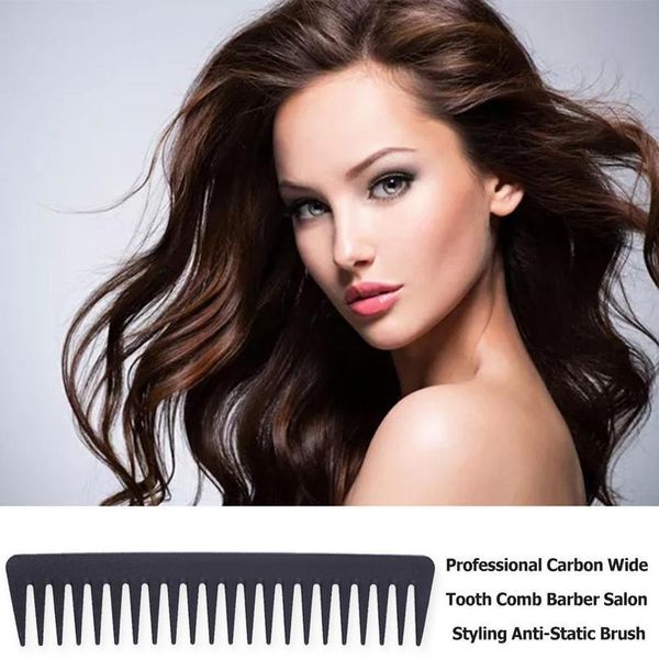 

anti-static carbon wide tooth comb durable heat resistance professional salon barber professional hair styli sqcpau, Silver