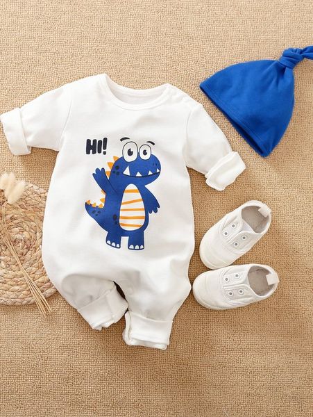 

yierying baby boy cartoon jumpsuit and hat she, Blue