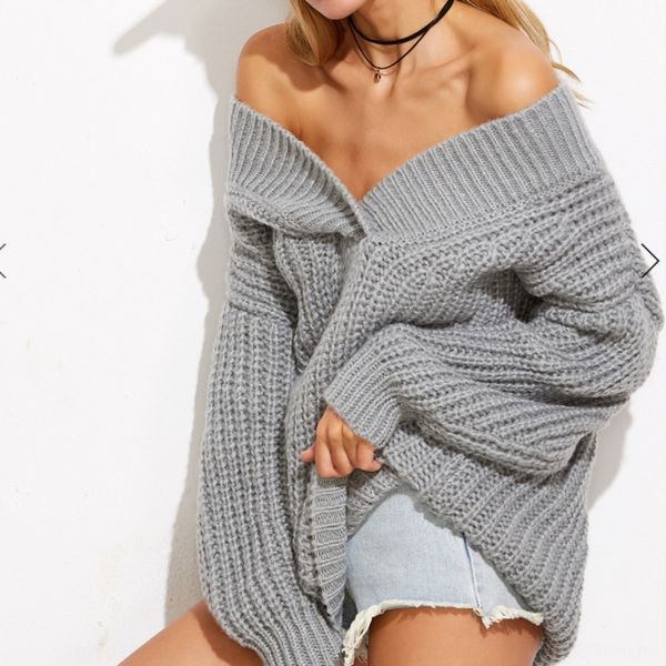 

standing in autumn and winter new style long coat sweater sleeve v-neck thickened solid color knitted sweater coat woman xlpts, White;black