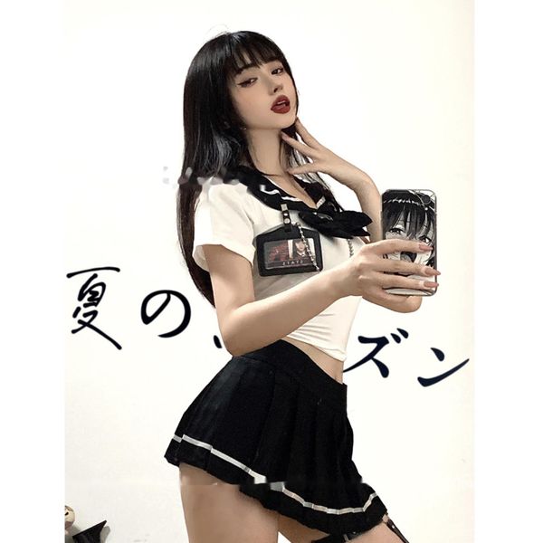 

costumes student wear japanese jk uniform temptation cosplay costumes pure astringent bareback student sister sailor suit c6c7, Black