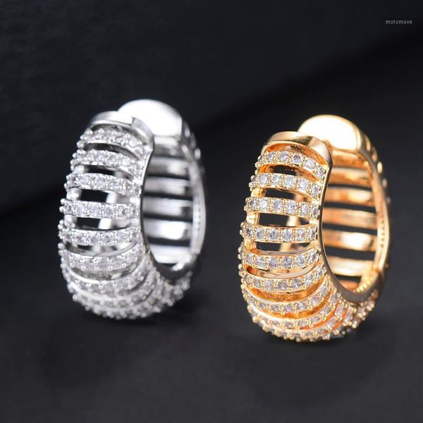 

charm missvikki original design brand silver gold hoop earrings with full clear crystal hollow trendy accessories for women party1, Golden