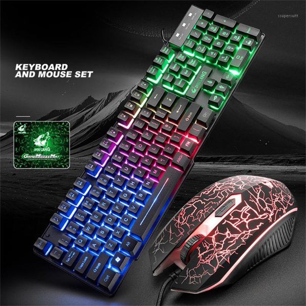 

keyboard mouse combos t9 rainbow backlight usb ergonomic gaming english and set pc gamer keyboards teclado 104 keys buttons keycap set1