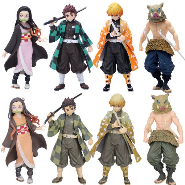 

18cm anime demon slayer kimetsu no yaiba zenitsu tanjiro nezuko inosuke pvc action figures model toy japan anime toy doll gift t200704