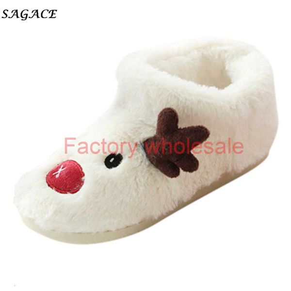 

sagace christmas deer soft warm winter slippers women men white indoor floor cotton slippers home slippers for christmasz1127, Black