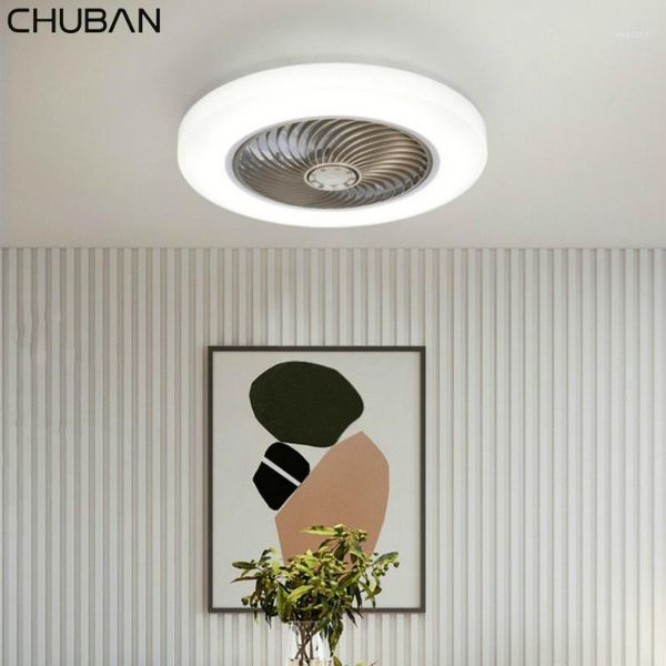 

led ceiling fan lamp light mobile phone app remote control modern invisible 52cm fans home decoration lighting circular round1