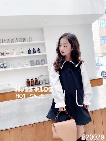 

uwazk beidi коттеджного детская одежды падения dresschildren новых девочки 2020 платье отворот british stylestyle сращивание рукав платье al, Black;gray