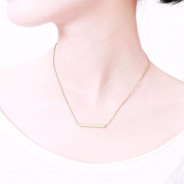 

pendant necklaces v attract 1pcs geometric long blank glitter bar necklace women jewelry girl gold steel collier femme, Silver