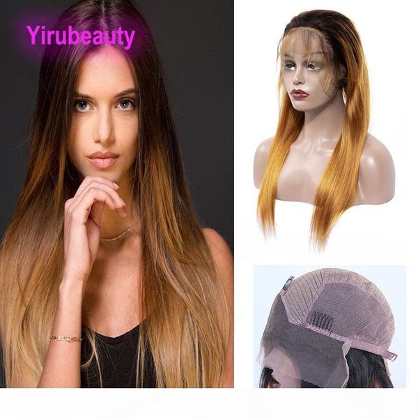 

indian virgin hair lace front wig 1b 30 ombre hair straight human hair 1b 30 lace front wig 10-24inch straight, Black;brown