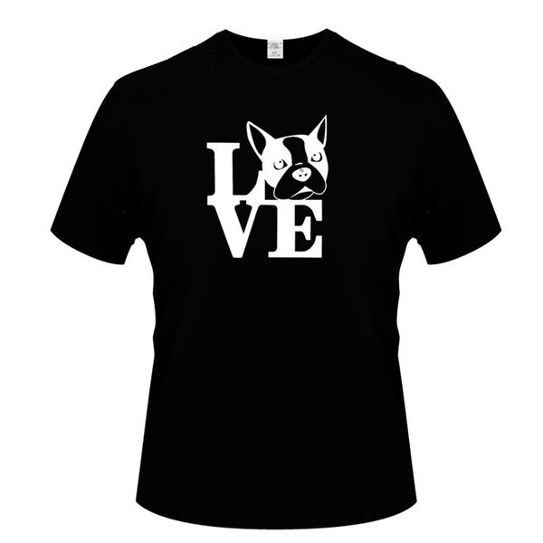 

love boston terrier dog printing plus size o neck fashion streetwear hip hop short sleeve sport hooded sweatshirt hoodie men t shirt