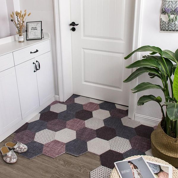

cushion/decorative pillow diy doormat carpet cut irregular silk loop doorway entrance outdoor foot hexagon pattern non-slip waterproof mat