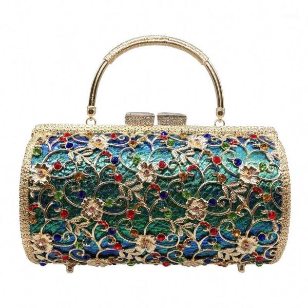 

bee in hand inlaid diamond evening bag hollow flower bridal bag women handbag1