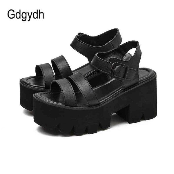 Sandalen Gdgydh Schwarze Plattform Frauen Sommer Weibliche Schuhe Frau Blockabsatz Mode Schnalle Kausal Günstige Hohe Qualität 220121