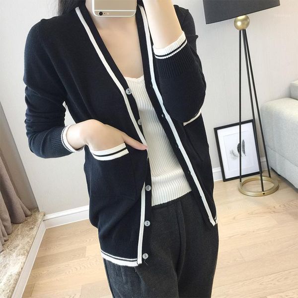 

19 autumn and winter new sweater women cardigan v-neck cashmere sweater leisure knitted cardigan women fashion sweaters1, White
