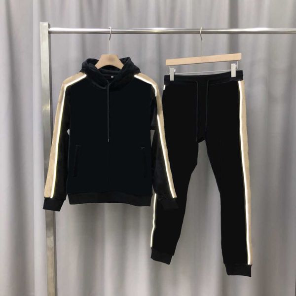 

20fw men women tracksuits fashion hoodie + joggers suits with letter printed tracksuit sets with reflective strip -3xl, Gray