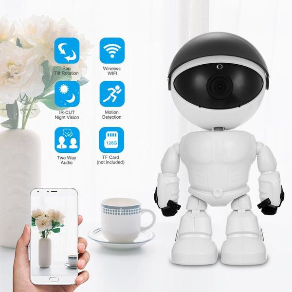 

hd 1080p wifi robot ip camera pan tilt security wifi camera support p2p night vision motion detection two way audio+tf card slot