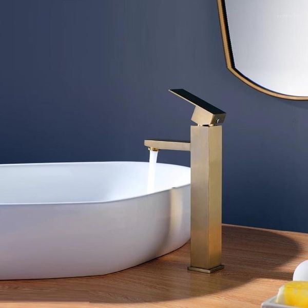 

bathroom basin faucet brushed gold bathroom tap sink mixer & cold 304 stainless steel sink faucet lavotory1