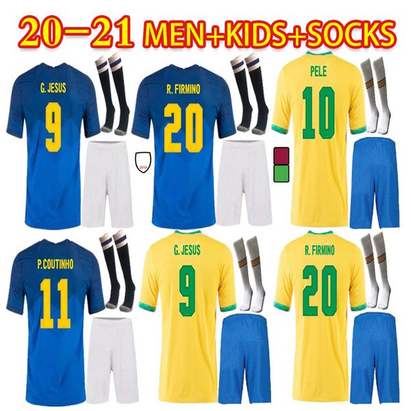 

neres g.jesus soccer jersey suit neymar jr marquinhos vinicius jr camiseta de futebol 2021 uniform coutinho football shirt kids kit, Black;yellow