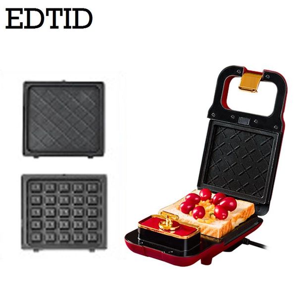 

edtid 220v electric sandwich maker timed waffle maker toaster baking multifunction breakfast machine pancake sandwichera 600w eu