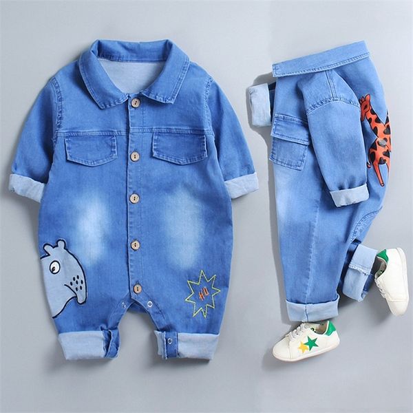 

baby romper summer spring stretch denim jumpsuit baby girls clothes baby clothes kids costume for boys newborn clothes t200706, Blue