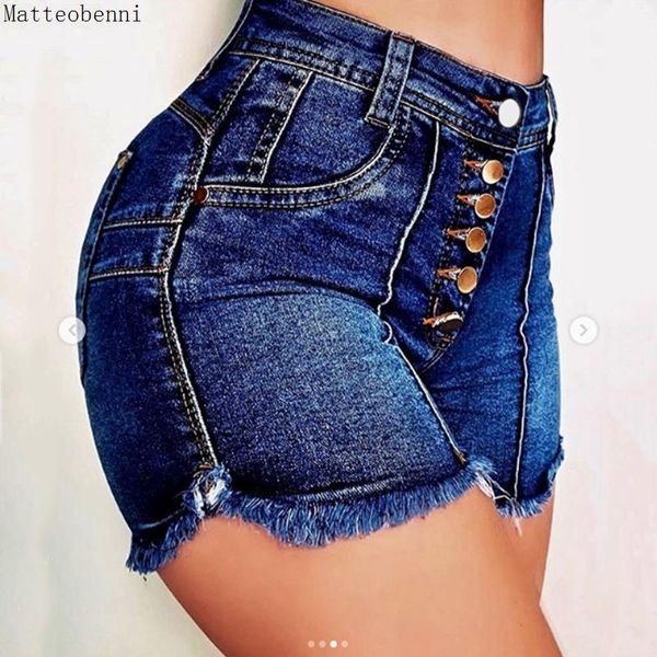 

women push up skinny button denim shorts summer vintage high waist ripped tassel casual short jeans streetwear plus size, White;black