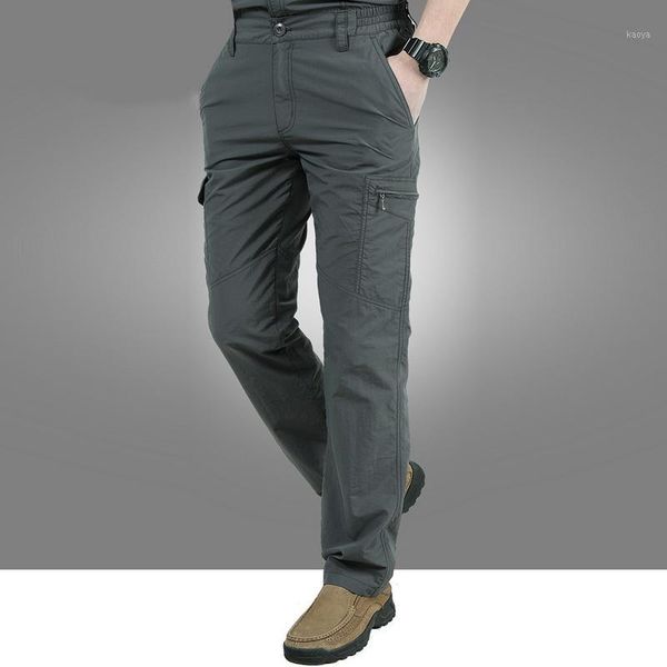 

adisputent mens trousers thin section tooling quick drying pants outdoor sports multi ppocket trousers outdoor multi-pocket1, Black