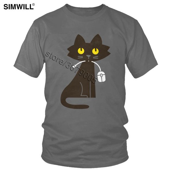 

sport handsome funny hungry cat tshirts men's printed cotton t-shirts o-neck short sleeves humor mouse tees lovely summer clothes
